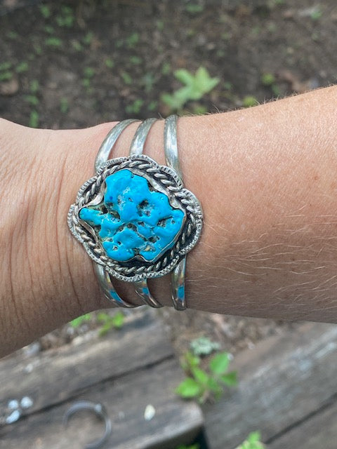 Chunky Turquoise & Sterling Cuff