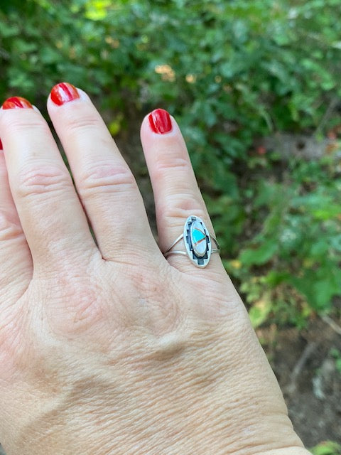 Marquis Abalone and Turquoise Ring