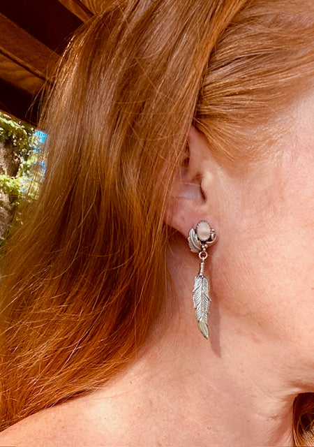 Feather and Mother of Pearl Dangle