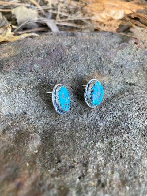 Oval Turquoise Post Earrings