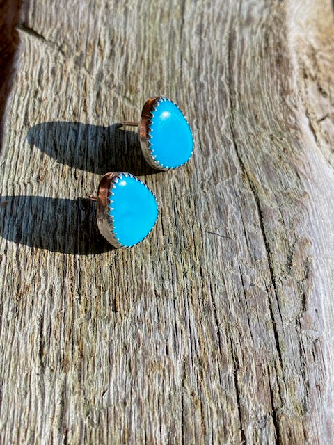 Pear Turquoise Post Earrings