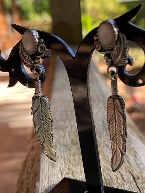 Feather and Mother of Pearl Dangle