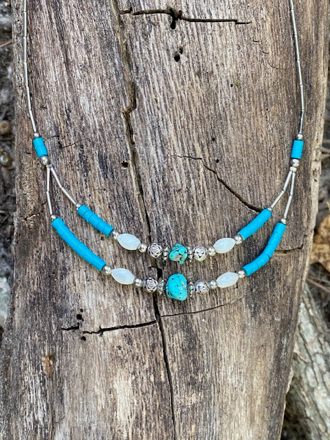 Double Strand Turquoise Stone Necklace